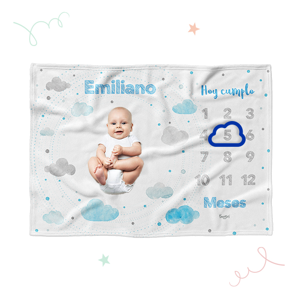 Manta Bebé Cumple Mes Personalizada Para Foto Baby Shower