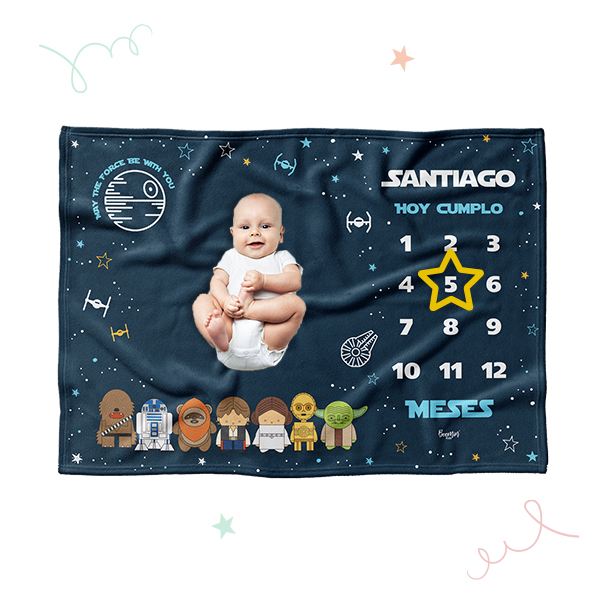 Pack Manta Cumple mes Estrella  Regalos personalizados para Bebés