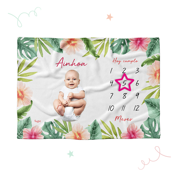 BOOMIN KIDS Manta Cumple Mes Bebé Personalizada con 2 accesorios, baby  shower niño niña, 100x140cm (Mariposas) : : Productos Handmade
