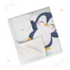 Manta cumple mes de pingüino azul personalizada