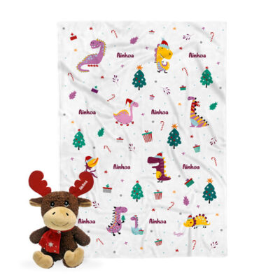 Kit de Navidad para bebé dinosaurios navideños rosa personalizado