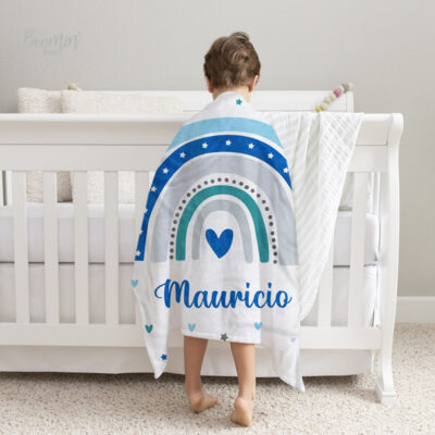 Cobija de arcoíris estrella personalizada bebe niño