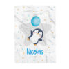 Cobija de pingüino azul personalizada bebe niño