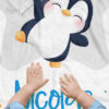 Cobija de pingüino azul personalizada bebe niño