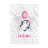 Cobija de pingüino rosa personalizada bebe niña