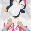 Cobija de pingüino rosa personalizada bebe niña