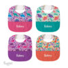 Baberos impermeables de dinosaurios flores personalizados