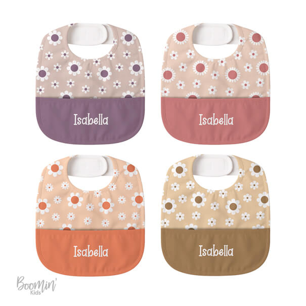 Baberos impermeables de flores personalizados