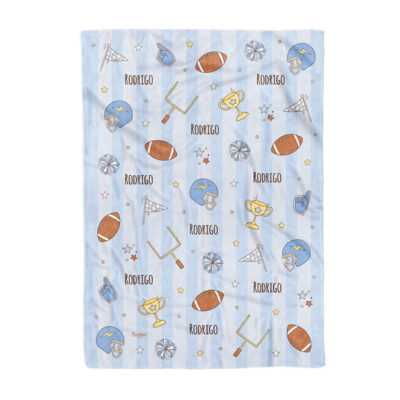 Cobija de fútbol americano azul personalizada bebe niño