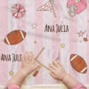 Cobija de fútbol americano rosa personalizada bebe niña