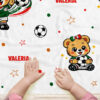 Cobija de fútbol soccer osita México personalizada bebe niña