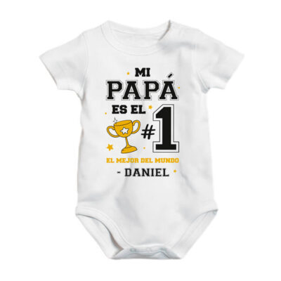 Pañalero bebé Mi papá es el número uno personalizado