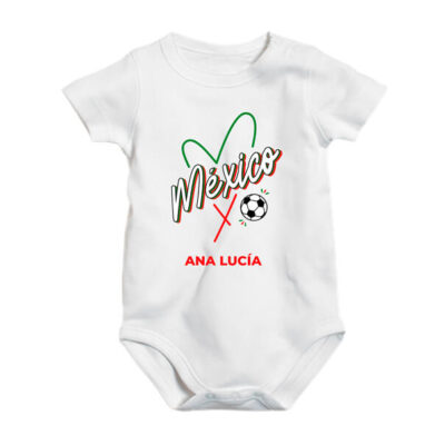 Pañalero bebé Fútbol soccer corazón México personalizado