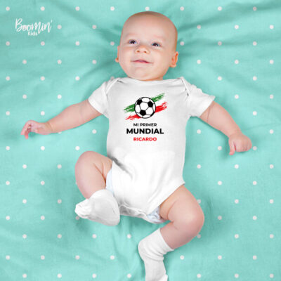 Pañalero bebé Fútbol soccer osito México Mi primer mundial personalizado