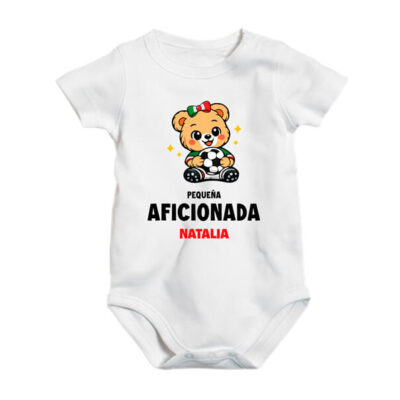 Pañalero bebé Fútbol soccer osito México pequeña aficionada personalizado