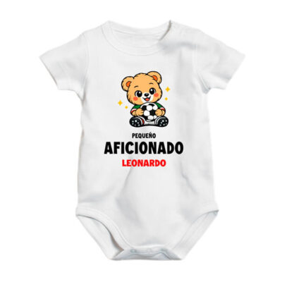 Pañalero bebé Fútbol soccer osito México pequeño aficionado personalizado