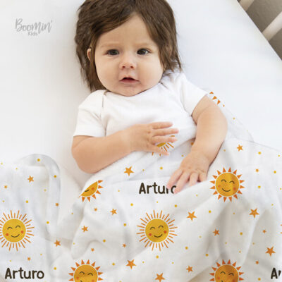 Cobija de soles personalizada Boomin Kids niña niño bebé